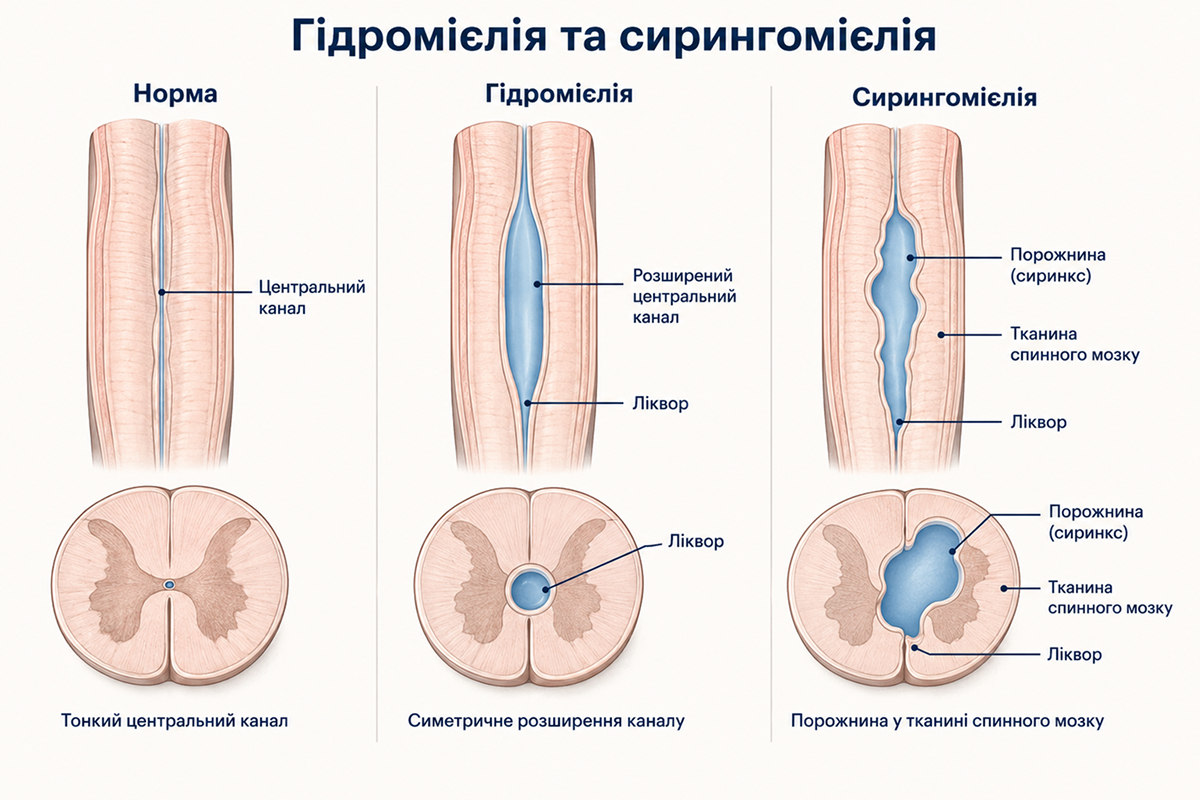 гідромієлія та сирингомієлія