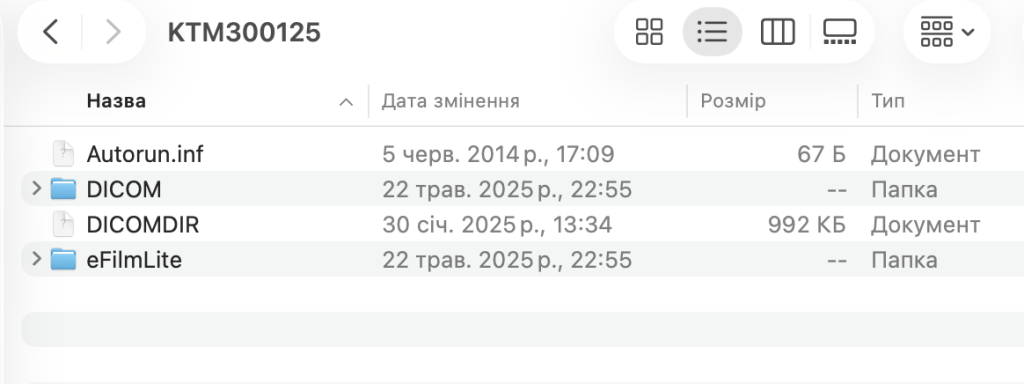 DICOM папка і файли